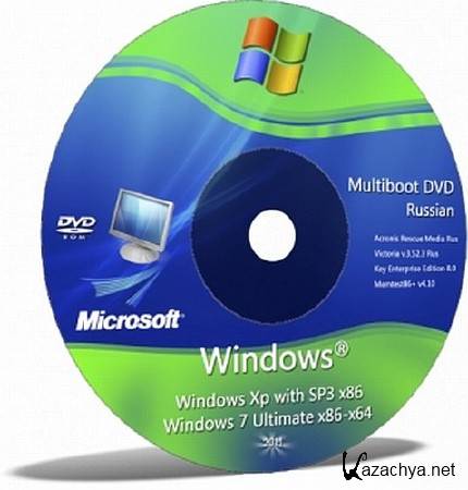 Windows XP with SP3 Corporate x86 - Windows 7 Ultimate x86-x64 Multiboot DVD (Russian)
