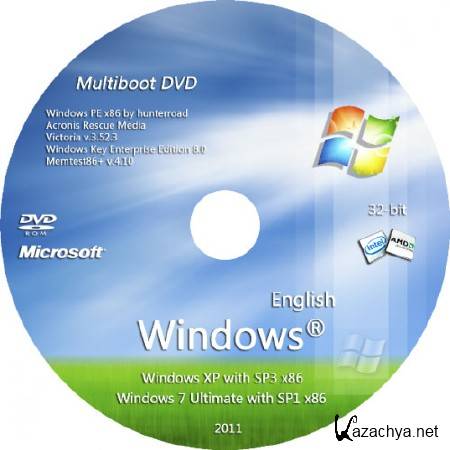 Windows XP with SP3 Corporate x86 - Windows 7 Ultimate with SP1 x86 English-Multiboot DVD