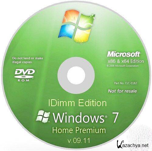 Windows 7 Home Premium SP1 IDimm Edition v.09.11 86/x64