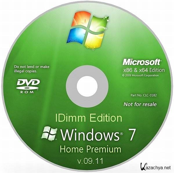 Windows 7 Home Premium SP1 IDimm Edition v.09.11 (86/x64/Rus)