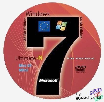 Microsoft Windows 7 Ultimate-N (EURO) SP1 86-64 En-RU Update 140812, Mini & Mini-25