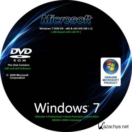 Microsoft Windows 7 OEM EN x86/x64 AIO (48 in 1) For ALL Laptop And PC