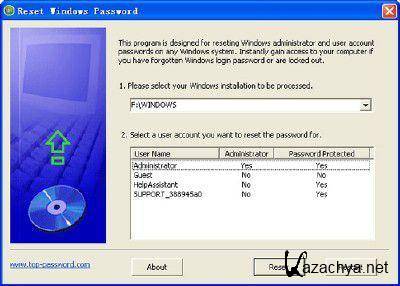 Reset Windows Password v1.74 (9.2011)