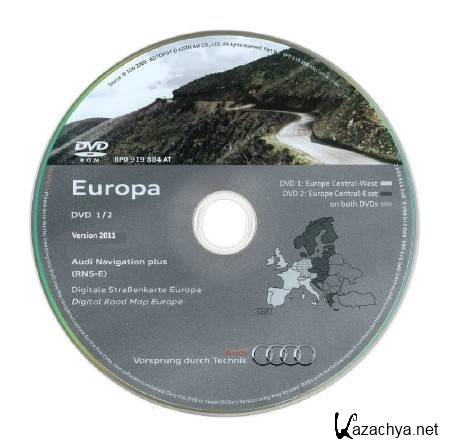 Audi navigation RNS-E [ v. 86271-V574C5, WEST - CENTRAL EUROPE (DVD 1) 2011 ]