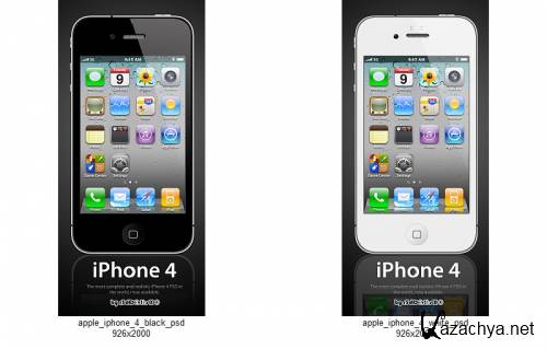 Apple iPhone 4 Black & White - 2 PSD