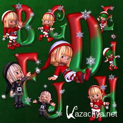     (Christmas Elves Decorative Alphabet)