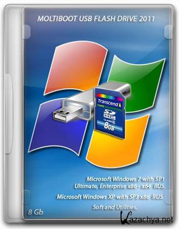 MULTIBOOT USB FLASH DRIVE 2011 v.3.0 Windows XP Sp3 x86 - Windows 7 Sp1 Ultimate, Enterprise x86+x64 RUS. 8GB Flash + USB to DVD 4.7 Gb Update (29.10.2011)