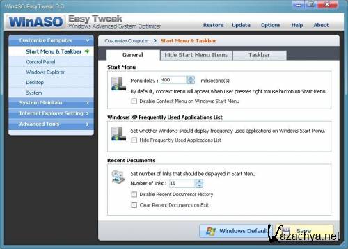 WinASO EasyTweak 3.0.3