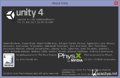 Unity3d Pro 4.2.0f1 (2013) 