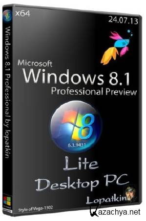 Microsoft Windows 8.1 Pro 6.3.9431 64 Lite Desktop PC (13.07.24/ENG/RUS)