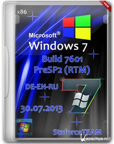 Windows 7 Build 7601 x86 PreSP2 (RTM) DE-EN-RU (30.07.2013) StaforceTEAM