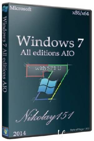 Windows 7 with SP1 U Russian All editions AIO Nikolay151 (x86/x64/2014)