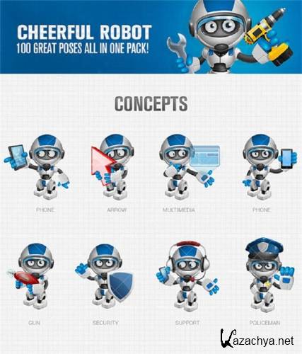 Суперграфика Cheerful Robot Cartoon Character
