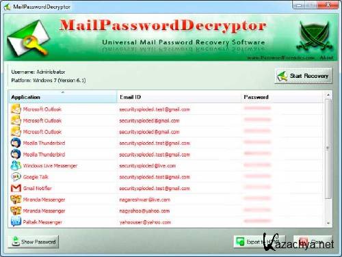 MailPasswordDecryptor 4.6.0 -    E-mail