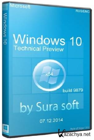 Windows 10 Technical Preview Build 9879 by sura soft (x64/2014/RUS/ENG)