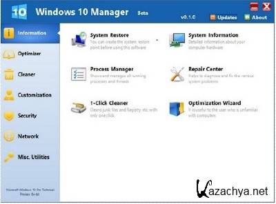 Windows 10 Manager 0.1.2 Beta