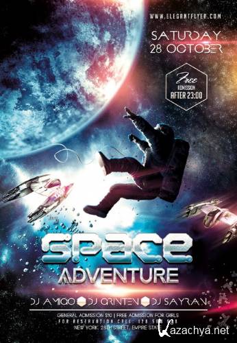 Space Adventure Flyer PSD Template + Facebook Cover