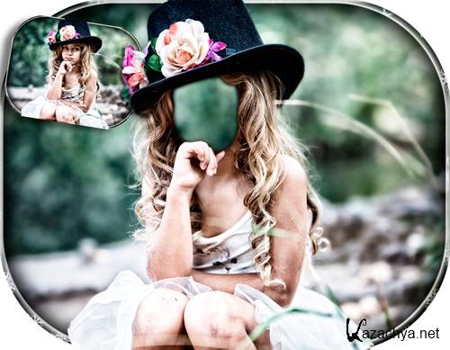 Шаблон для фото - Девочка в модной шляпке