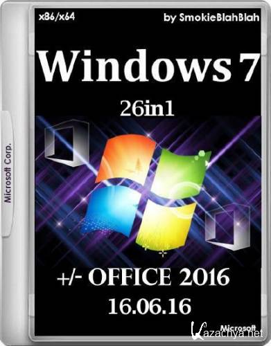 Windows 7 SP1 x86/x64 +/- Office 2016 26in1 by SmokieBlahBlah 16.06.16 (RUS/2016)