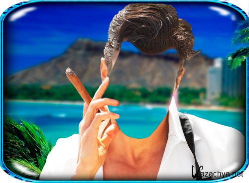 Фотошаблон для фотошопа - Парень с сигарой на Маями