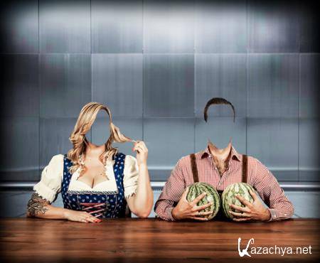 Двойной фотошаблон - Два арбуза Двойной фотошаблон - Два арбуза