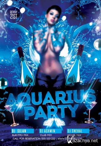 Aquarius Party V2 psd flyer template