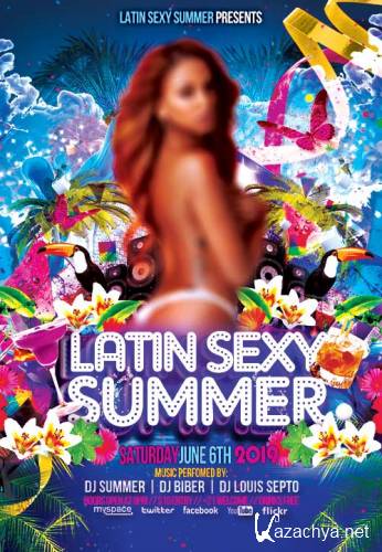 Latin sexy summer psd flyer template