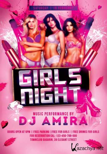 Girls Night psd flyer template