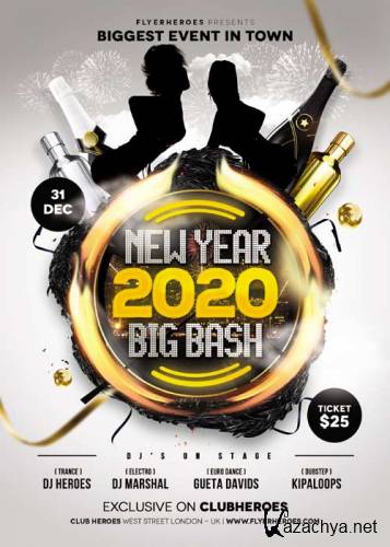 New Year Big Bash psd flyer template