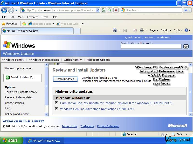 Microsoft Windows XP Professional SP3 Integrated February 2011 + SATA Drivers(EN)
