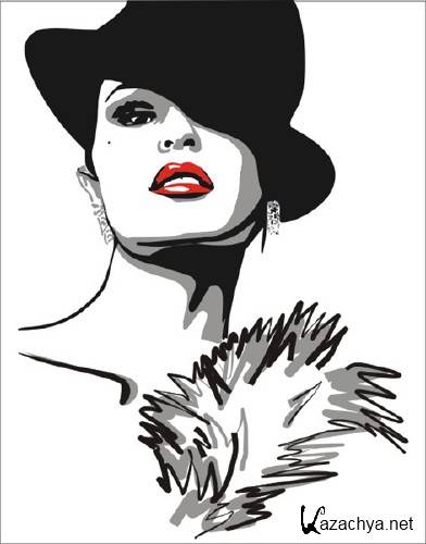 Девушки в векторе (монохром) 3 Девушки в векторе (монохром) 3