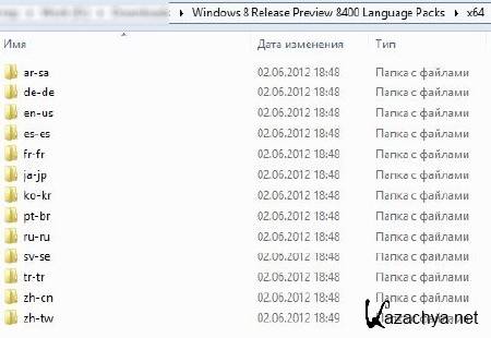 Windows 8 Release Preview Language Pack/   x86/x64/MUI (Multi/RUS)