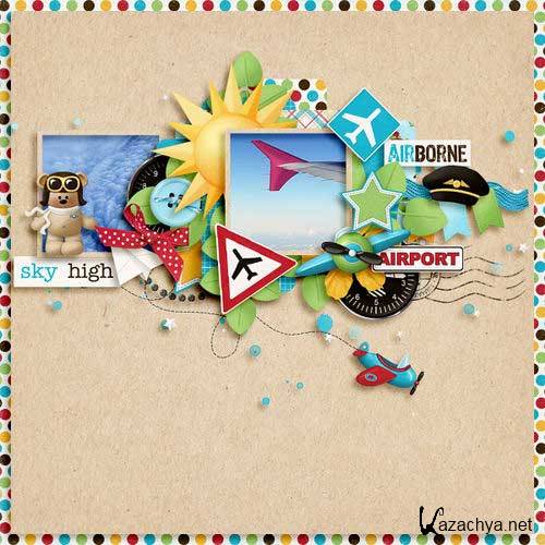 Детский скрап-комплект для юных пилотов - Часто летающие пассажиры Детский скрап-комплект для юных пилотов - Часто летающие пассажиры