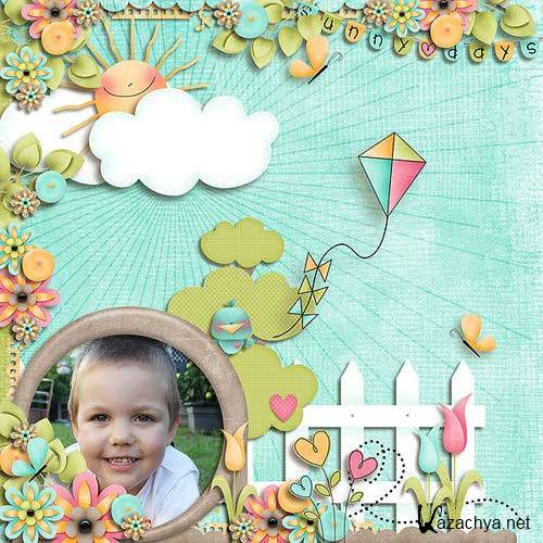 Очаровательный детский скрап-комплект - Один прекрасный день Очаровательный детский скрап-комплект - Один прекрасный день