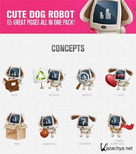  Cute Dog Robot Cartoon Character