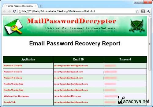 MailPasswordDecryptor 4.6.0 -    E-mail