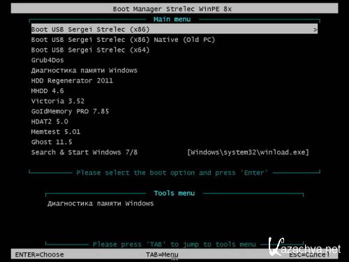 Boot USB Sergei Strelec 2015 v.7.6 (x86/x64/Native x86) [Ru]