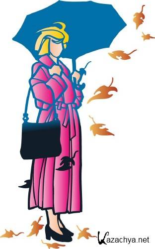 Дождь, люди под дождем (векторные отрисовки) Дождь, люди под дождем (векторные отрисовки)