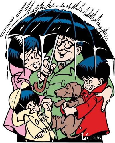 Дождь, люди под дождем (векторные отрисовки) Дождь, люди под дождем (векторные отрисовки)