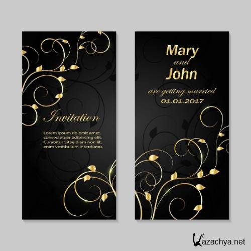 Set of wedding invitation cards design 5X EPS